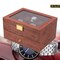 20-Slot Wooden Watches Storage Box Jewelry Organizer Case Glass Top with Drawer
